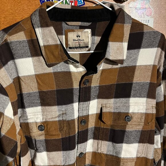 WindRiver Heritage Flannel Shirt – Brown & Cream Plaid (Men’s L) - Picture 2 of 3
